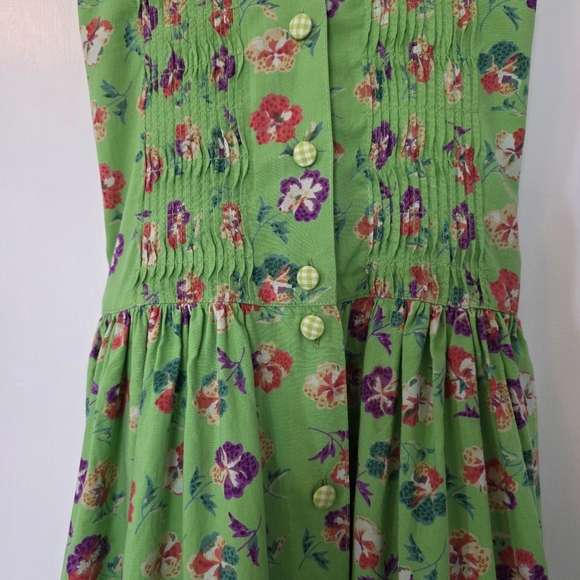 Vintage Cornelloki by April Cornell – Girls Size 9/10 – Green / Pansy Floral - Picture 3 of 8